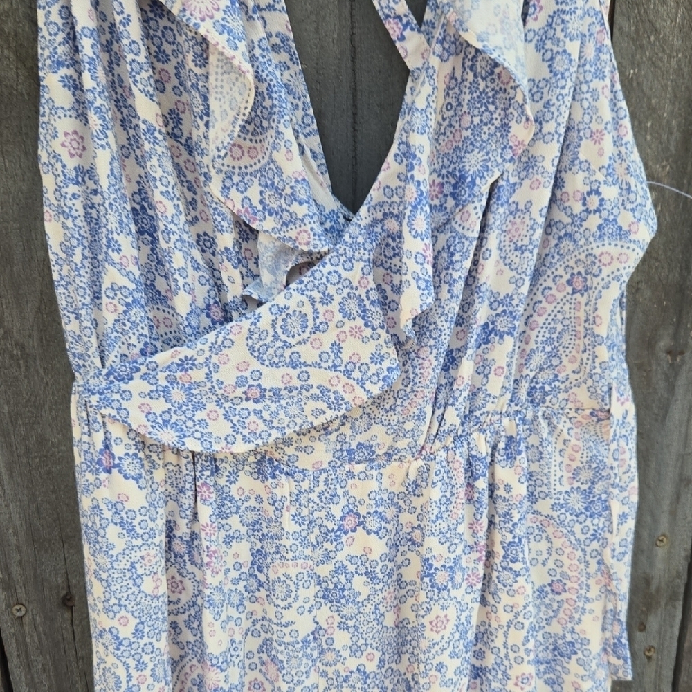 Free People Blue Floral Sleeveless Dress Size 12 - Picture 4 of 5